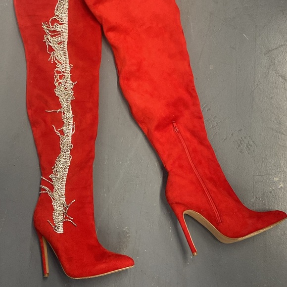 EGO Red Suede thigh high boots - Picture 3 of 3